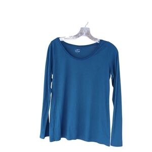 3/$15 LOFT Green Crew Neck Long Sleeved Cotton Modal Tee Shirt Medium